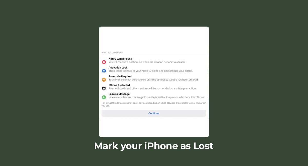 Mark your iPhone as Lost